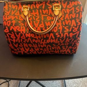 Stephen Sprouse Brown and Orange Monogram Graffiti Speedy 30 Gold Hardware